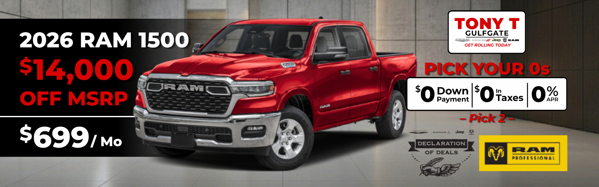 Tony T CDJR Gulfgate April Incentives