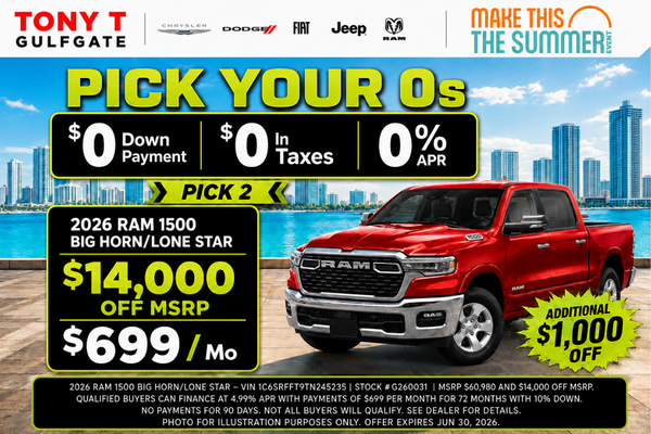 Tony T Gulfgate June Incentives