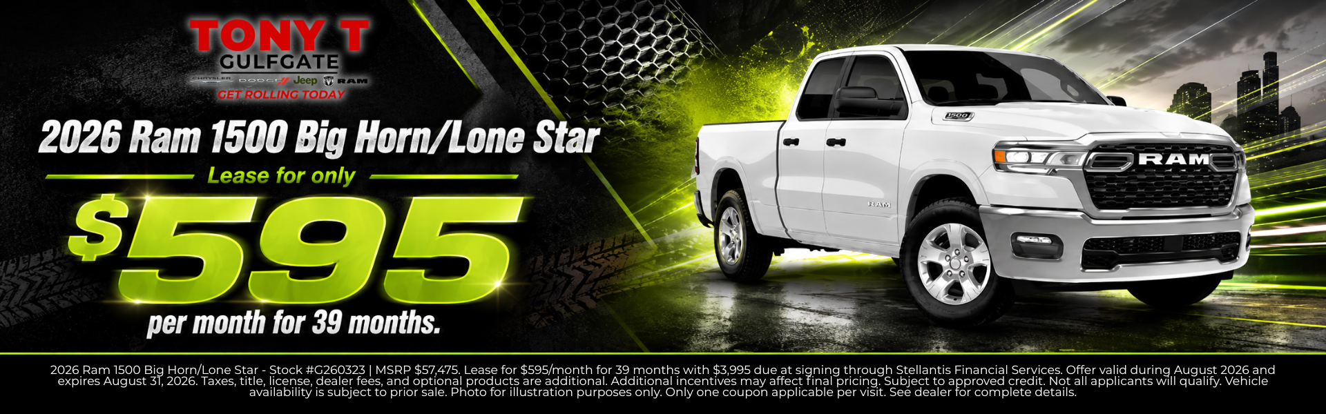 Tony T CDJR of Gulfgate August Incentives
