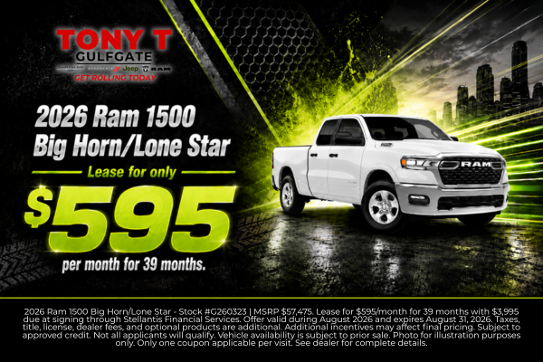 Tony T CDJR of Gulfgate August Incentives