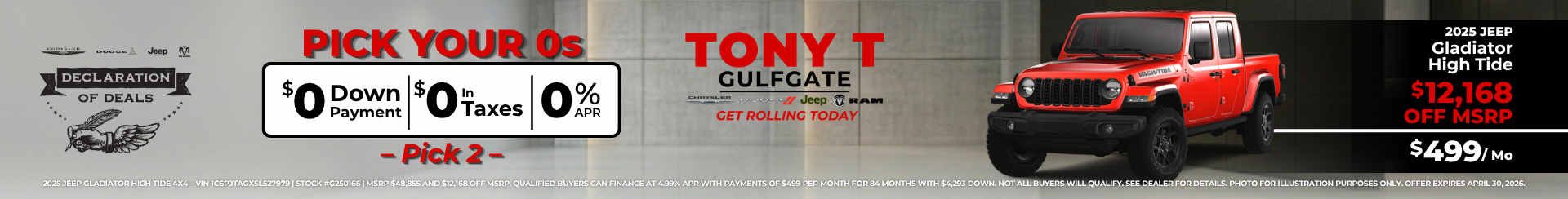 Tony T CDJR Gulfgate April Incentive