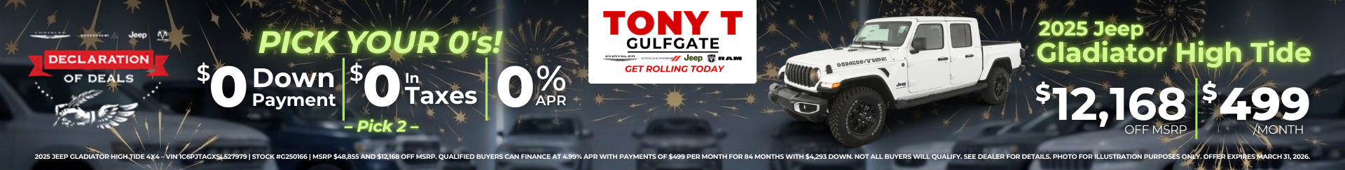Tony T Gulfgate March Incentive