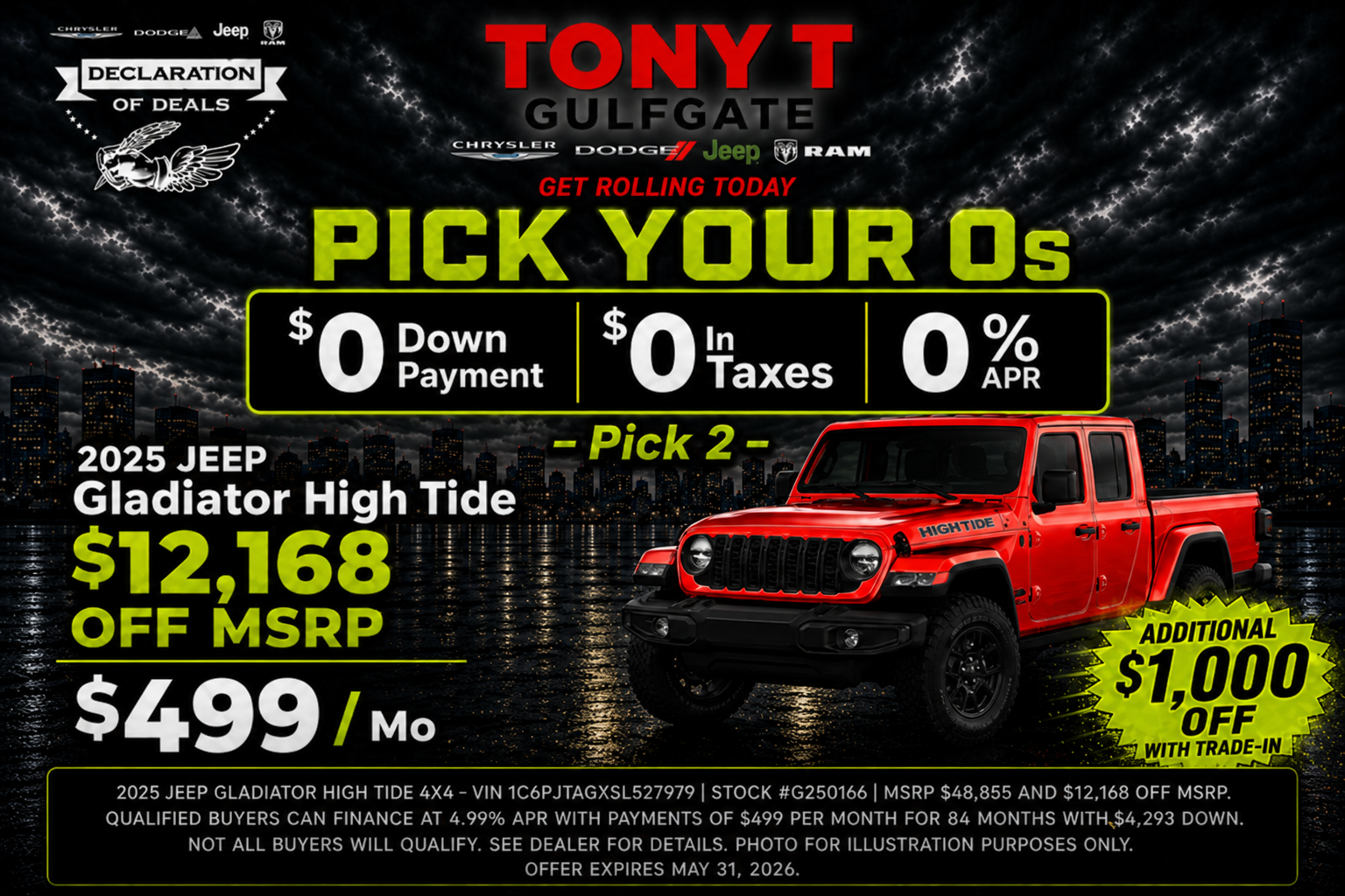 Tony T CDJR Gulfgate May Incentives