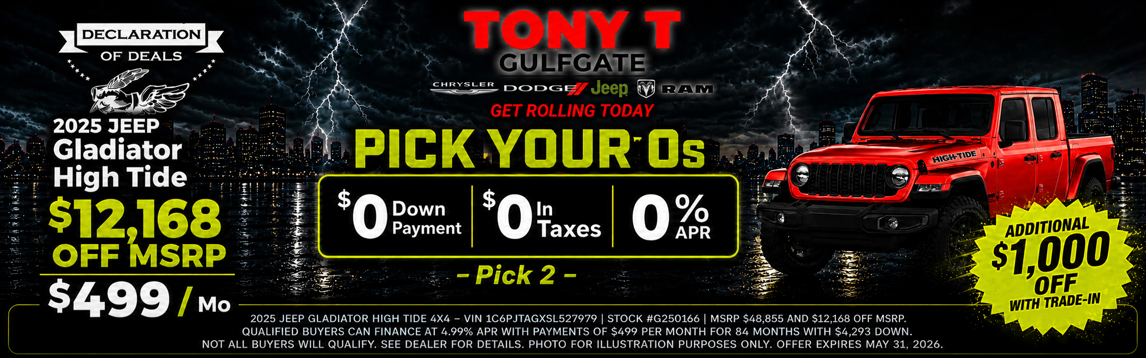 Tony T CDJR Gulfgate May Incentives