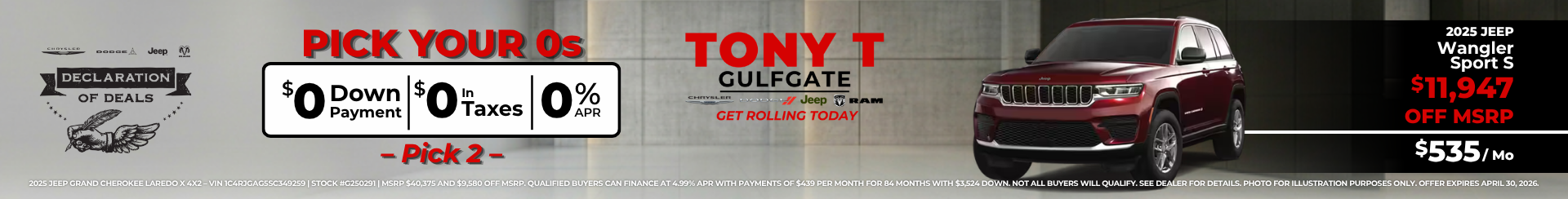Tony T CDJR Gulfgate April Incentive