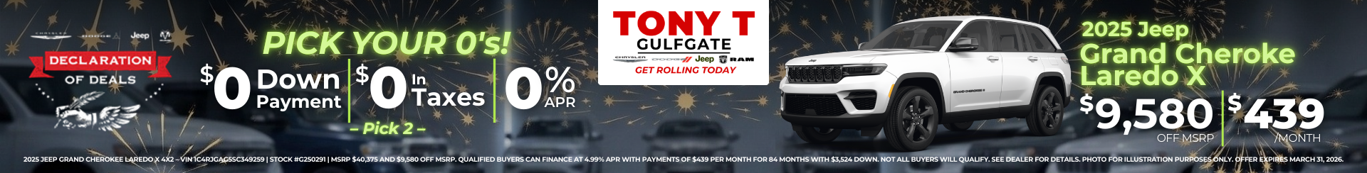 Tony T Gulfgate March Incentive
