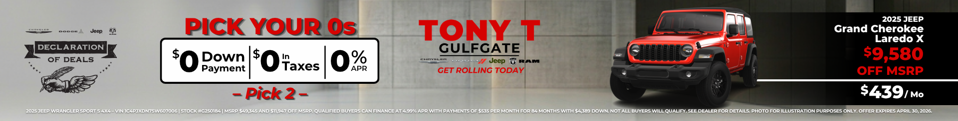 Tony T CDJR Gulfgate April Incentive