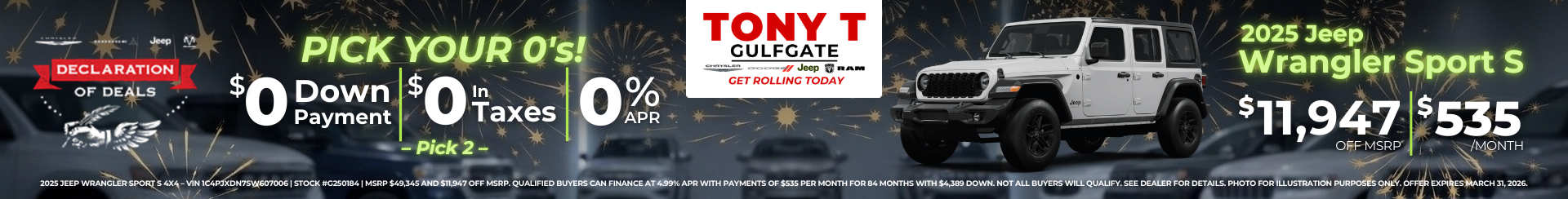 Tony T Gulfgate March Incentive