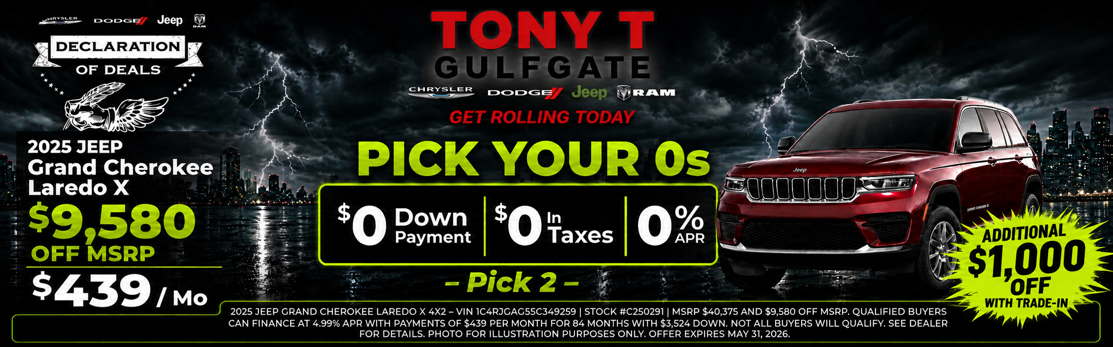 Tony T CDJR Gulfgate May Incentives