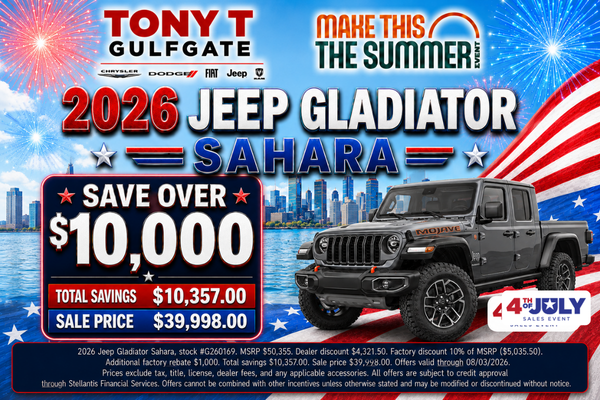 Tony T Gulfgate July Incentives